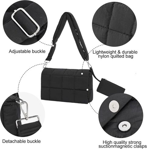 CLUCI Puffer Shoulder Bag Puffy Crossbody Purses for Women Quilted Tote Handbag in Kuwait