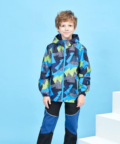 M2C Boys Outdoor Color Block Fleece Lining Windproof Jackets with Hood in Saudi Arabia