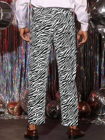 Lars Amadeus Animal Printed Dress Pants for Men's Flat Front Regular Fit Party Trousers in Kuwait