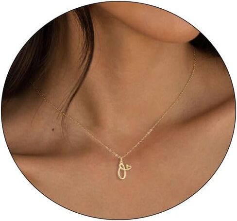 Rotnso Dainty Gold Initial Necklaces for Women Girls, 14K Gold Plated Tiny Letter Pendant Necklace Simple Cute Custom Personalized Monogram Name Choker Trendy Minimalist Jewelry Gift for Teen Girls in Saudi Arabia