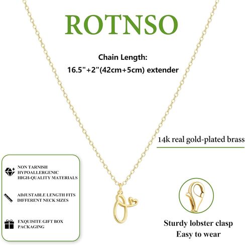 Rotnso Dainty Gold Initial Necklaces for Women Girls, 14K Gold Plated Tiny Letter Pendant Necklace Simple Cute Custom Personalized Monogram Name Choker Trendy Minimalist Jewelry Gift for Teen Girls in Saudi Arabia