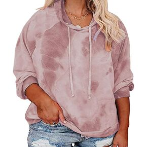 RITERA Women's Plus Size Hoodies Tie Dye Hoodie Long Sleeve Sweatshirts Drawstring Pullover Casual Sweater top L-5XL
