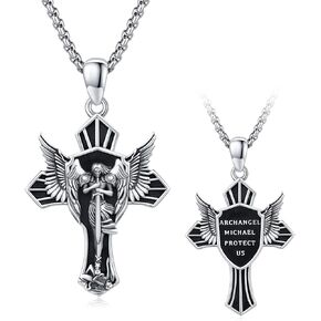 سانت مايكل قلادة 925 الفضة الاسترليني رافائيل / غابرييل / أورييل / كريستوفر قلادة 925 الفضة الاسترليني الصليب أجنحة قلادة حماية تميمة القلائد رئيس الملائكة الكاثوليكية قلادة المجوهرات الدينية للرجال النساء in Kuwait