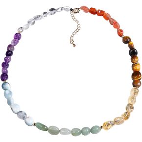 Jewever 7 Chakra Necklaces for Women Crystals and Gemstones Irregular Quartz Stones Balance Yoga Meditation Healing Crystal Necklace in Kuwait