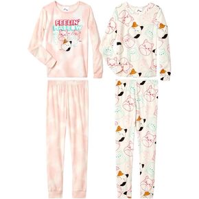 SQUISHMALLOWS Girls’ 4-Piece and 2-Piece Pajama Set - Long Sleeves T-Shirt and Pajama Pants in Saudi Arabia