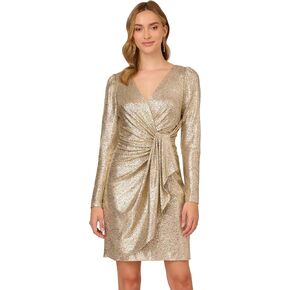 Adrianna Papell Women's Foiled Knit Draped Dress