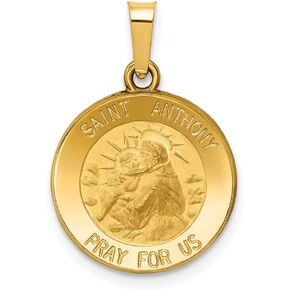 Diamond2Deal 14k Yellow Gold Polished and Satin St. Anthony Medal Pendant Fine Jewelry for Women (L- 21.6 mm W- 14.9 mm), Yellow Gold in Saudi Arabia
