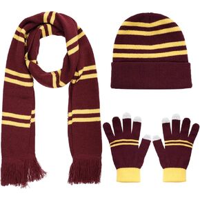 Obmwang ماجيك متماسكة وشاح مخطط قبعة صغيرة وقفازات مجموعة الشتاء الدافئة مجموعة للأطفال البالغين عيد الميلاد زي حفلة الهالوين in Kuwait