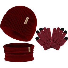 Hicdaw 3 قطعة قبعة شتوية للأطفال طقم أربطة عنق للأطفال الصغار قبعة شتوية قبعة صغيرة للأطفال مجموعة دافئة للأولاد والبنات من سن 4 إلى 10 سنوات in Kuwait