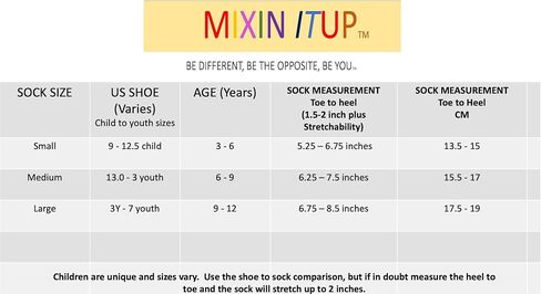 جوارب MIXIN ITUP للأطفال بقصة دائرية - مجموعة الأضداد - المقاسات الأمريكية للأعمار 3-6 (ص)، للأعمار 6-9 (متوسط)، للأعمار 9-12 (كبير). 3 أزواج في كل عبوة. in Kuwait
