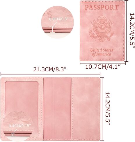 مجموعة حامل جواز السفر وحامل بطاقات اللقاح، محفظة جواز السفر، حافظة غطاء جواز السفر للنساء والرجال (رمادي فاتح) قطعة واحدة in Kuwait