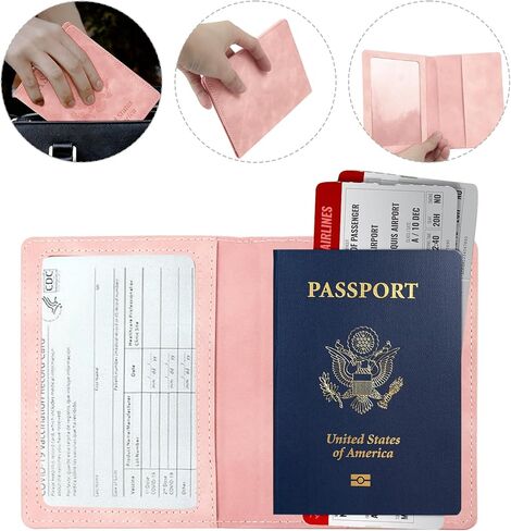 مجموعة حامل جواز السفر وحامل بطاقات اللقاح، محفظة جواز السفر، حافظة غطاء جواز السفر للنساء والرجال (رمادي فاتح) قطعة واحدة in Kuwait
