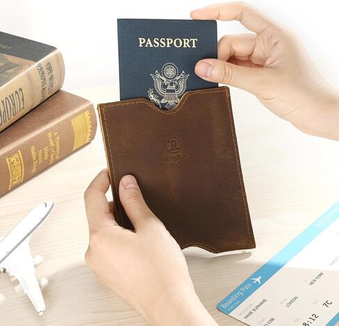 حافظة حامل جواز السفر من الجلد الطبيعي من Ringsun مصنوعة يدويًا in Kuwait