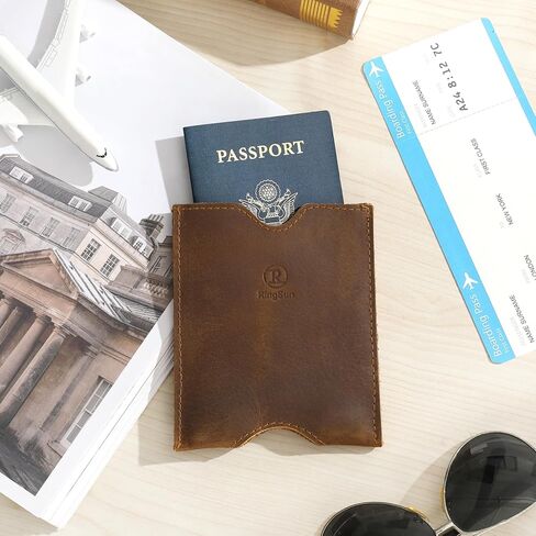 حافظة حامل جواز السفر من الجلد الطبيعي من Ringsun مصنوعة يدويًا in Kuwait
