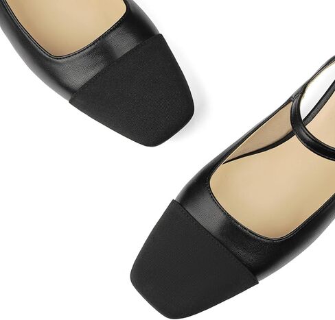 Dsevht Slingback Flats للنساء مغلق تو مربع ماري جين الباليه الشقق عارضة أزياء اللباس أحذية للنساء in Kuwait