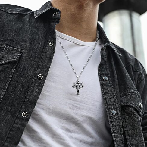 سانت مايكل قلادة 925 الفضة الاسترليني رافائيل / غابرييل / أورييل / كريستوفر قلادة 925 الفضة الاسترليني الصليب أجنحة قلادة حماية تميمة القلائد رئيس الملائكة الكاثوليكية قلادة المجوهرات الدينية للرجال النساء in Kuwait