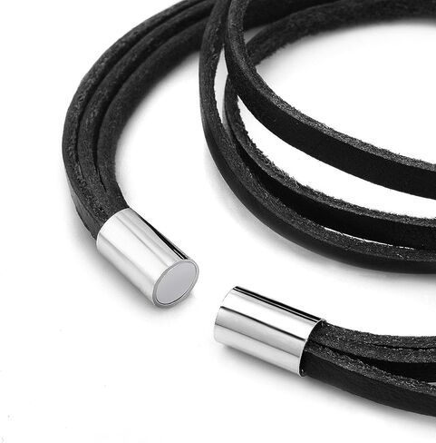 JEWELRIESHOP Monotone Rough Finish Genuine Leather Wrap Magnetic Bracelet Wristband in Saudi Arabia