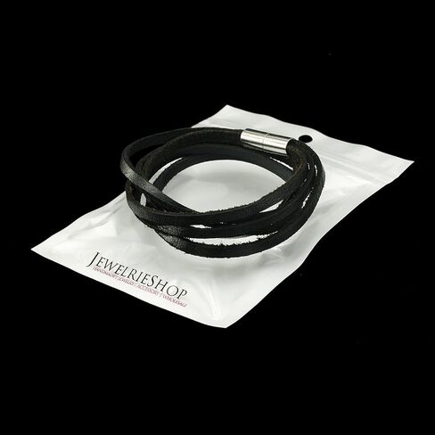 JEWELRIESHOP Monotone Rough Finish Genuine Leather Wrap Magnetic Bracelet Wristband in Saudi Arabia