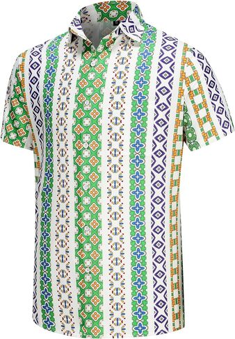 KYKU Hawaiian Shirt for Men Short Sleeve Button Down Summer Clothing Vacation Beach Shirts Stripe with Pockets in Saudi Arabia