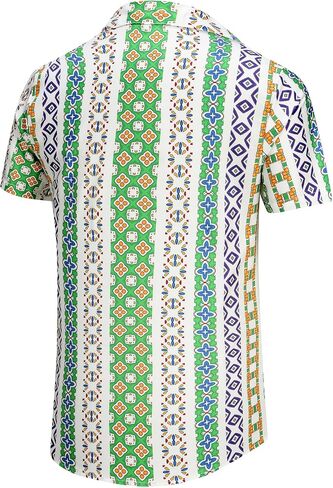 KYKU Hawaiian Shirt for Men Short Sleeve Button Down Summer Clothing Vacation Beach Shirts Stripe with Pockets in Saudi Arabia