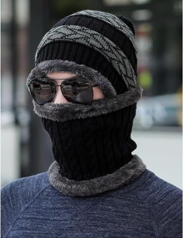 شتاء دافئ مطاطا لينة حماية الأذن وشاح محبوك قبعة الصوف اصطف مع واقي الوجه القبعات يندبروف قبعة صغيرة دافئة in Kuwait