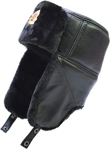 Sandy Ting Russian Soviet Winter Fur Military Cossack Ushanka Leather Hat in Saudi Arabia