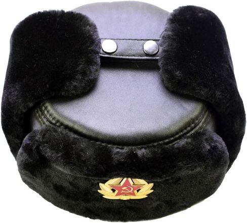 Sandy Ting Russian Soviet Winter Fur Military Cossack Ushanka Leather Hat in Saudi Arabia
