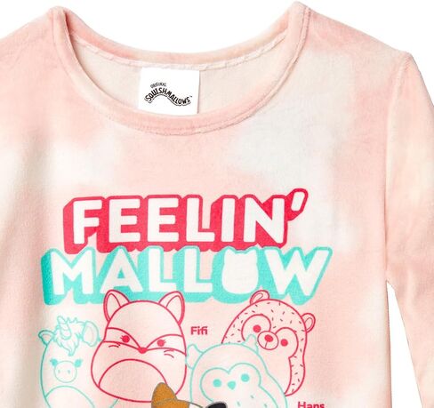 طقم بيجامة للفتيات من SQUISHMALLOWS مكون من 4 قطع وقطعتين - تي شيرت بأكمام طويلة وبنطلون بيجامة in Saudi Arabia