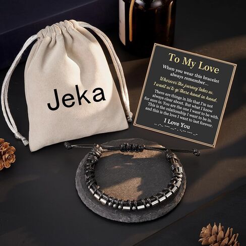 Jeka أنا أحبك سوار جلدي للرجال للابن والأب والزوج وهدايا عيد الحب in Kuwait