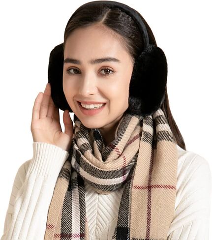ZLYC Winter Faux Fur Foldable Earmuffs Cute Fuzzy Ear Muffs for Women Girls in Saudi Arabia