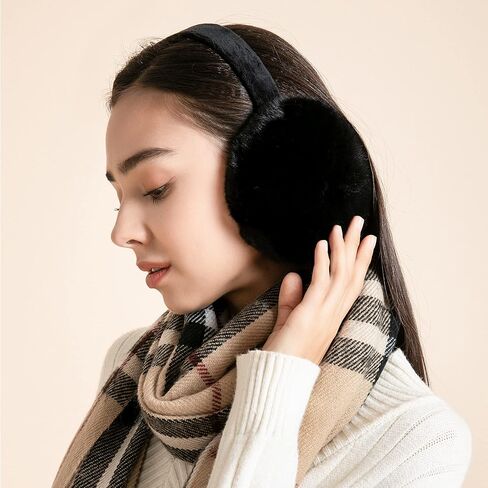 ZLYC Winter Faux Fur Foldable Earmuffs Cute Fuzzy Ear Muffs for Women Girls in Saudi Arabia