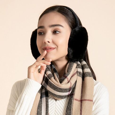 ZLYC Winter Faux Fur Foldable Earmuffs Cute Fuzzy Ear Muffs for Women Girls in Saudi Arabia