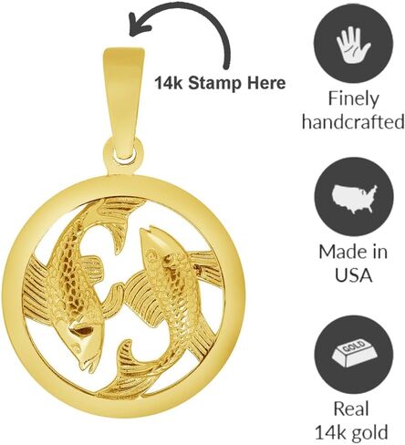 Jewelry America 14k Yellow Gold Round Zodiac Sign Charm Horoscope Pendant (Small) in Saudi Arabia