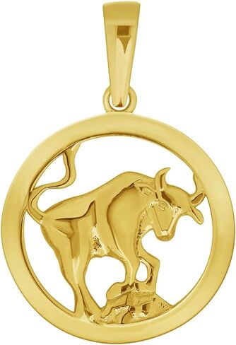 Jewelry America 14k Yellow Gold Round Zodiac Sign Charm Horoscope Pendant (Small) in Saudi Arabia