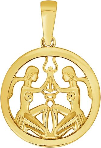 Jewelry America 14k Yellow Gold Round Zodiac Sign Charm Horoscope Pendant (Small) in Saudi Arabia