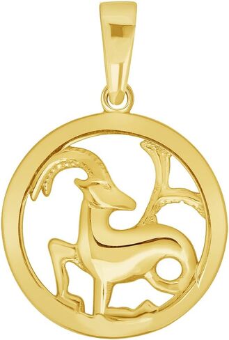 Jewelry America 14k Yellow Gold Round Zodiac Sign Charm Horoscope Pendant (Small) in Saudi Arabia