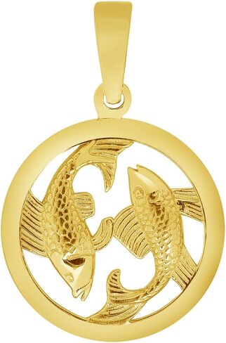 Jewelry America 14k Yellow Gold Round Zodiac Sign Charm Horoscope Pendant (Small) in Saudi Arabia