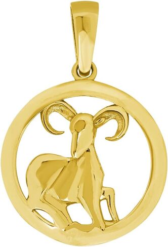 Jewelry America 14k Yellow Gold Round Zodiac Sign Charm Horoscope Pendant (Small) in Saudi Arabia