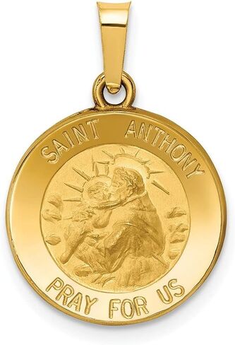 Diamond2Deal 14k Yellow Gold Polished and Satin St. Anthony Medal Pendant Fine Jewelry for Women (L- 21.6 mm W- 14.9 mm) in Saudi Arabia