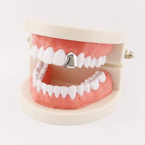 14K Plated Gold Mouth Teeth Set, Hip Hop Teeth Plain,Fake Top Tooth Caps Dental Bottom Party Cosplay for Men Women Rapper Accessories in Saudi Arabia