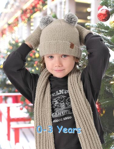 Kids Hat Scarf Gloves Set Girl Ages 3-5 4-6, Toddler Winter Fleece Lined Beanie Hats Mittens 2t Boys Baby 6-12 9 12-18 Months in Saudi Arabia