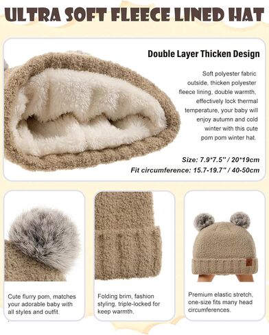 Kids Hat Scarf Gloves Set Girl Ages 3-5 4-6, Toddler Winter Fleece Lined Beanie Hats Mittens 2t Boys Baby 6-12 9 12-18 Months in Saudi Arabia