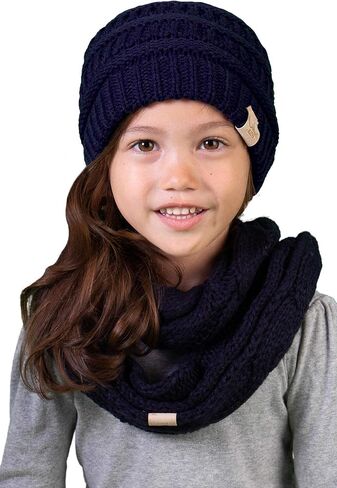 Funky Junque Kids Matching Set Girls Boys Toddler Infinity Scarf Hat Beanie Tail Headwrap Bundle in Saudi Arabia