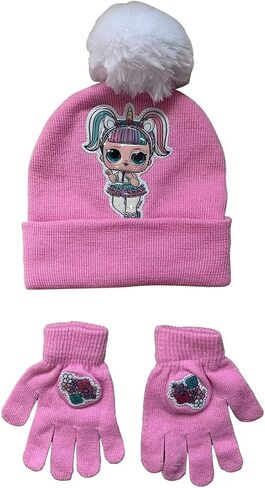 L.O.L Surprise Hat & Gloves ''Patches'' Winter 2 Pieces Set For Girls (Pink) in Saudi Arabia