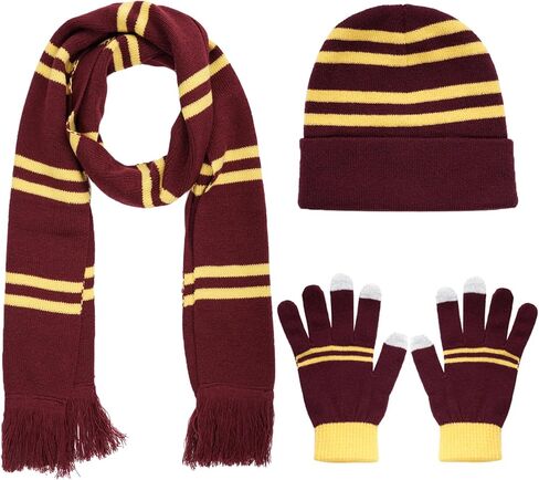 Obmwang ماجيك متماسكة وشاح مخطط قبعة صغيرة وقفازات مجموعة الشتاء الدافئة مجموعة للأطفال البالغين عيد الميلاد زي حفلة الهالوين in Kuwait