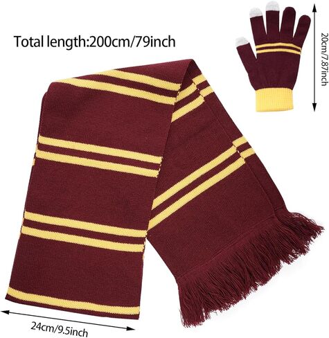 Obmwang ماجيك متماسكة وشاح مخطط قبعة صغيرة وقفازات مجموعة الشتاء الدافئة مجموعة للأطفال البالغين عيد الميلاد زي حفلة الهالوين in Kuwait