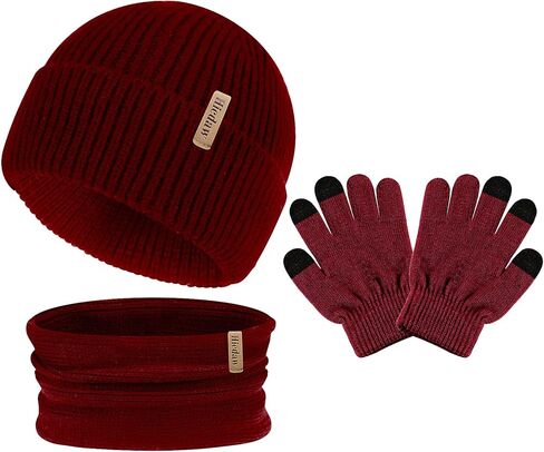 Hicdaw 3 قطعة قبعة شتوية للأطفال طقم أربطة عنق للأطفال الصغار قبعة شتوية قبعة صغيرة للأطفال مجموعة دافئة للأولاد والبنات من سن 4 إلى 10 سنوات in Kuwait