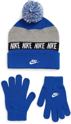 Nike Futura Two-Piece Big Kids' (Boys') Beanie And Gloves Set (One Size, Game Royal/Smoke Grey) in Saudi Arabia