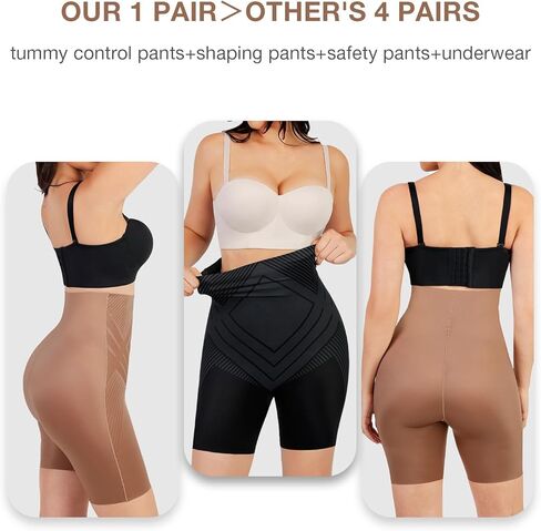 ملابس داخلية للنساء من Lover-Beauty، شورت عالي الخصر متوسط ​​الفخذ، شورت غير مرئي لتخسيس البطن والتحكم في البطن in Kuwait
