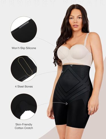 ملابس داخلية للنساء من Lover-Beauty، شورت عالي الخصر متوسط ​​الفخذ، شورت غير مرئي لتخسيس البطن والتحكم في البطن in Kuwait